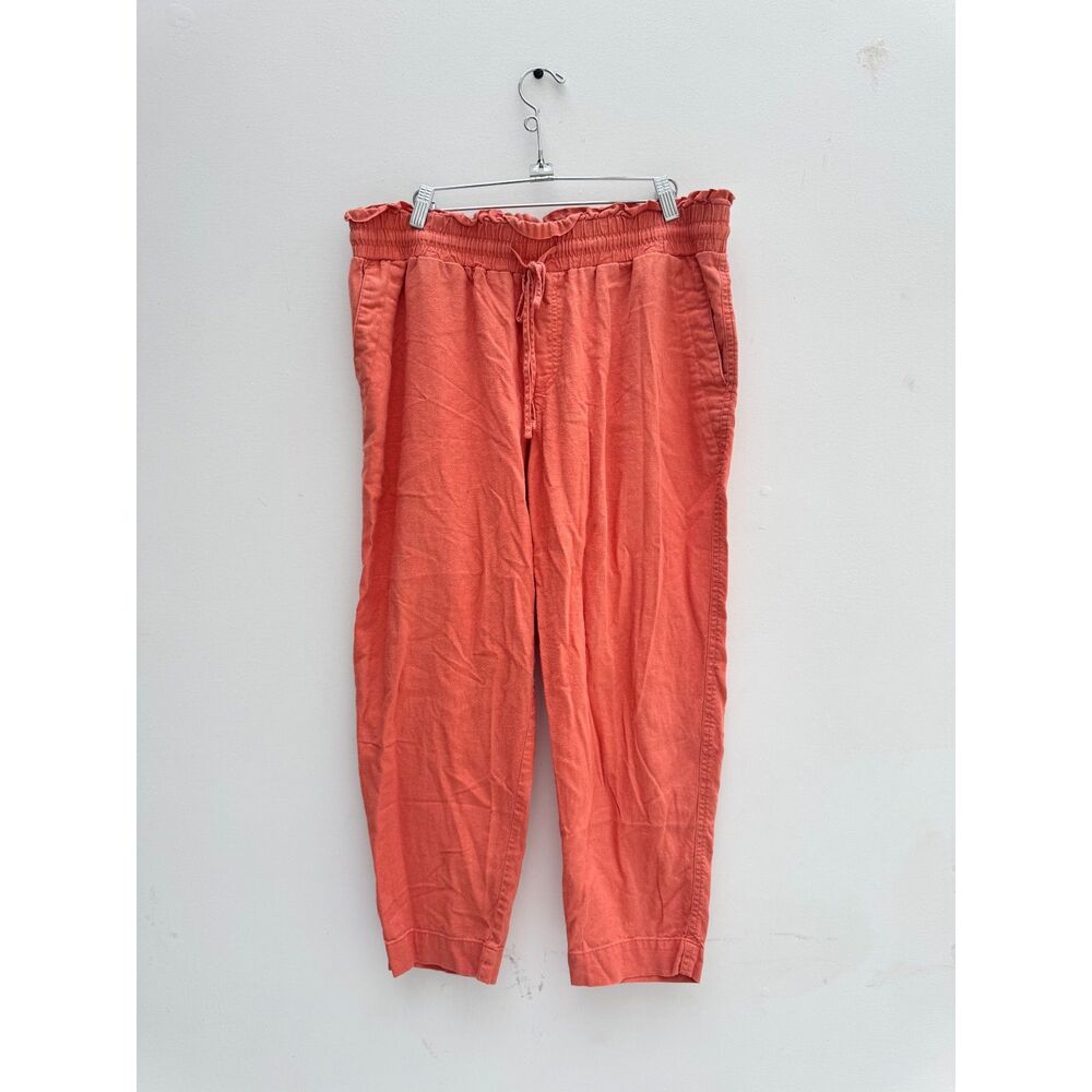 A New Day Coral Linen Blend Pull-On Jogger Pants Women's XL